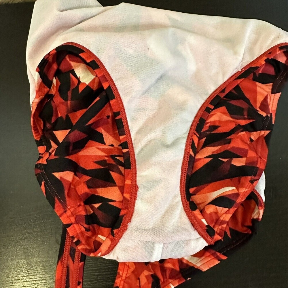 Speedo Red‎ Swimsuit Racing Competitive Team 6 Geometric Racer Back - Picture 5 of 5